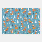 Cute Red Fox in drie kerstpatronen Inpakpapier Vel (Voorkant 3)
