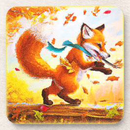 Cute Red Fox in Herfst Season Painting. Bestel nu Bier Onderzetter