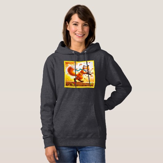 Cute Red Fox in Herfst Season Painting. Bestel nu Hoodie (Voorkant volledig)