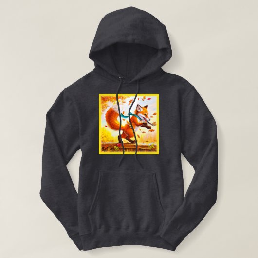 Cute Red Fox in Herfst Season Painting. Bestel nu Hoodie (Design voorkant)