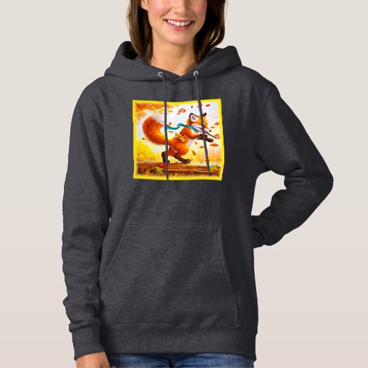 Cute Red Fox in Herfst Season Painting. Bestel nu Hoodie (Voorkant)
