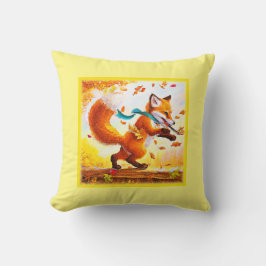 Cute Red Fox in Herfst Season Painting. Bestel nu Kussen