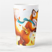 Cute Red Fox in Herfst Season Painting. Bestel nu Latte Mok (Voorkant)