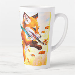 Cute Red Fox in Herfst Season Painting. Bestel nu Latte Mok