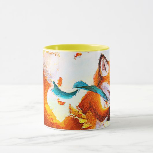 Cute Red Fox in Herfst Season Painting. Bestel nu Mok (Midden)