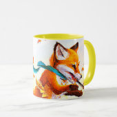 Cute Red Fox in Herfst Season Painting. Bestel nu Mok (Voorkant rechts)