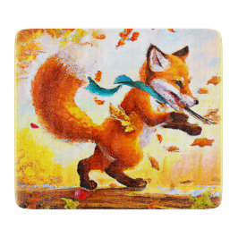 Cute Red Fox in Herfst Season Painting. Bestel nu Snijplank