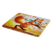 Cute Red Fox in Herfst Season Painting. Bestel nu Snijplank (Hoek)