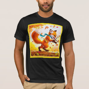 Cute Red Fox in Herfst Season Painting. Bestel nu T-shirt