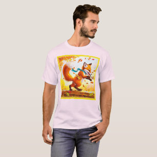 Cute Red Fox in Herfst Season Painting. Bestel nu T-shirt