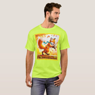 Cute Red Fox in Herfst Season Painting. Bestel nu T-shirt