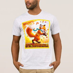 Cute Red Fox in Herfst Season Painting. Bestel nu T-shirt