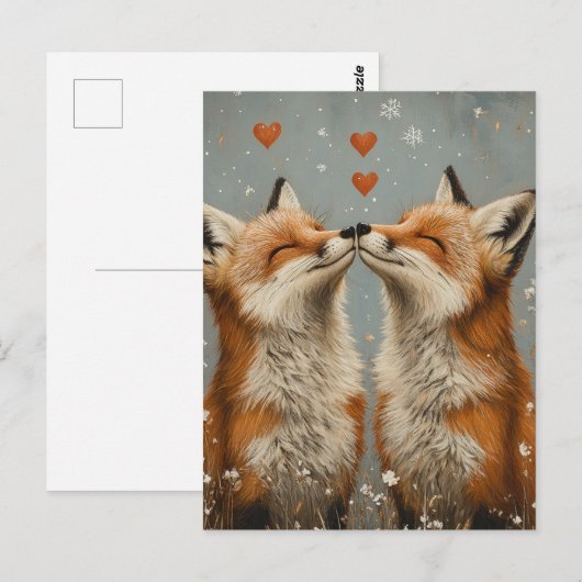 Cute Red Fox in Love Briefkaart (Voorkant / Achterkant)