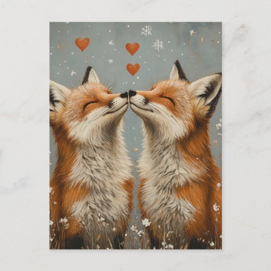 Cute Red Fox in Love Briefkaart (Voorkant)