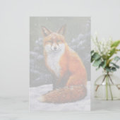 Cute Red Fox in Winter Snow Briefpapier (Staand voorkant)