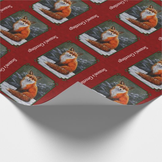 Cute Red Fox in Winter Snow Cadeaupapier (Hoek)