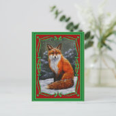 Cute Red Fox in Winter Snow Feestdagenkaart (Staand voorkant)