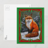 Cute Red Fox in Winter Snow Feestdagenkaart (Voorkant / Achterkant)