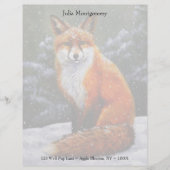 Cute Red Fox in Winter Snow Gepersonaliseerd Briefhoofd (Voorkant)