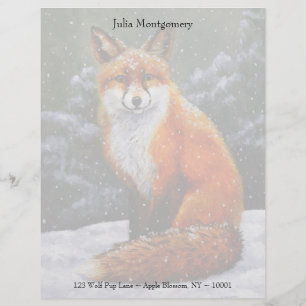 Cute Red Fox in Winter Snow Gepersonaliseerd Briefhoofd