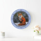 Cute Red Fox in Winter Snow Grote Klok (Huis)
