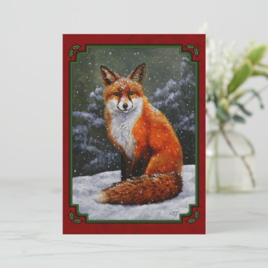 Cute Red Fox in Winter Snow Kaart (Staand voorkant)