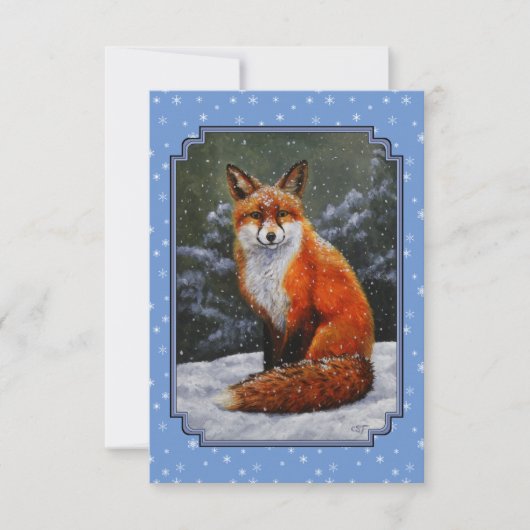 Cute Red Fox in Winter Snow Kaart (Voorkant)