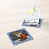 Cute Red Fox in Winter Snow Kartonnen Onderzetters (Insitu)