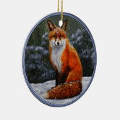 Cute Red Fox in Winter Snow Keramisch Ornament (Rechts)