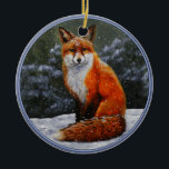 Cute Red Fox in Winter Snow Keramisch Ornament<br><div class="desc">Cute Red Fox in Winter Snow</div>