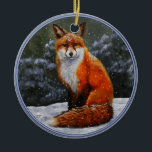 Cute Red Fox in Winter Snow Keramisch Ornament<br><div class="desc">Cute Red Fox in Winter Snow</div>