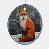 Cute Red Fox in Winter Snow Keramisch Ornament (Links)