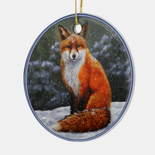 Cute Red Fox in Winter Snow Keramisch Ornament (Links)