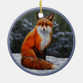 Cute Red Fox in Winter Snow Keramisch Ornament (Achterkant)