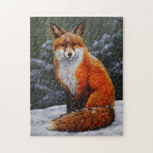 Cute Red Fox in Winter Snow Legpuzzel