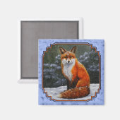 Cute Red Fox in Winter Snow Magneet (Voorkant / Achterkant)
