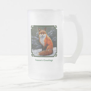 Cute Red Fox in Winter Snow Matglas Bierpul