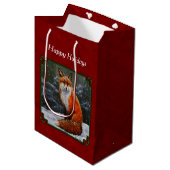 Cute Red Fox in Winter Snow Medium Cadeauzakje (Voorkant Gekanteld)