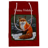 Cute Red Fox in Winter Snow Medium Cadeauzakje (Voorkant)