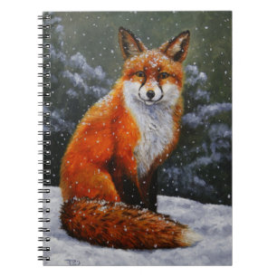 Cute Red Fox in Winter Snow Notitieboek