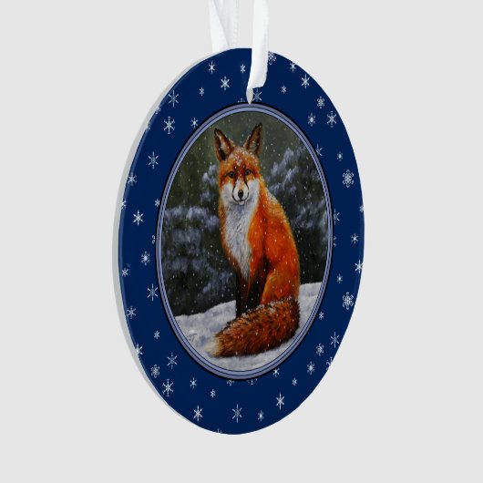 Cute Red Fox in Winter Snow Ornament (voorkant)