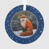 Cute Red Fox in Winter Snow Ornament (achterkant)