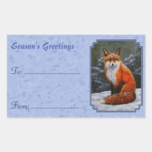 Cute Red Fox in Winter Snow Rechthoekige Sticker (Voorkant)