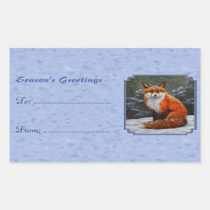 Cute Red Fox in Winter Snow Rechthoekige Sticker