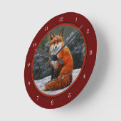 Cute Red Fox in Winter Snow Ronde Klok (Hoek)