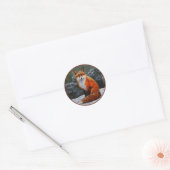 Cute Red Fox in Winter Snow Ronde Sticker (Envelop)