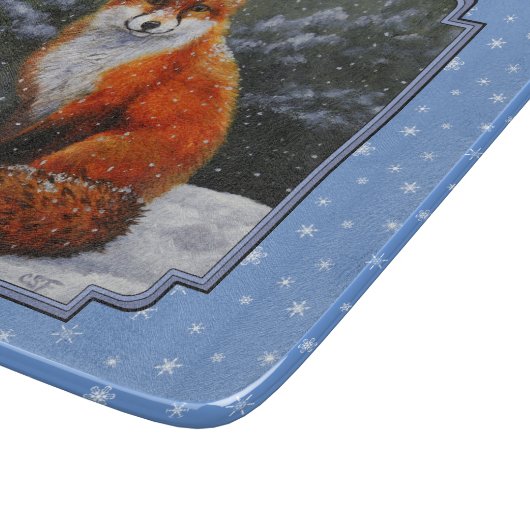 Cute Red Fox in Winter Snow Snijplank (Hoek)