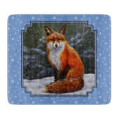 Cute Red Fox in Winter Snow Snijplank (Voorkant)
