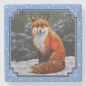 Cute Red Fox in Winter Snow Stenen Onderzetter (Voorkant)