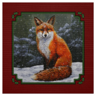 Cute Red Fox in Winter Snow Stof